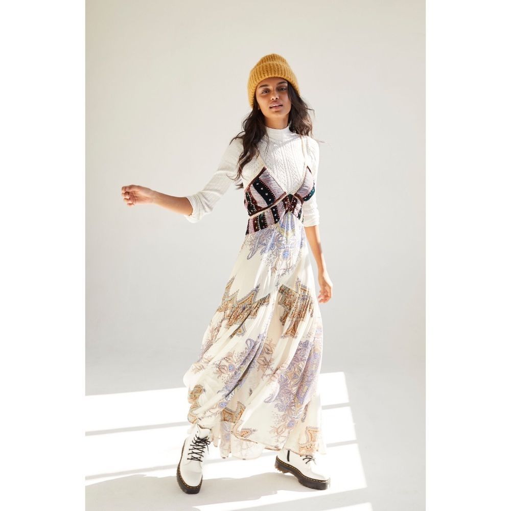 Free People Sundance Pieced Mixed Media Maxi Dress $298